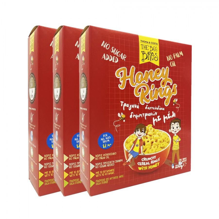 THE BEE BROS Δημητριακά μελιού - Honey Rings (3 συσκ.)