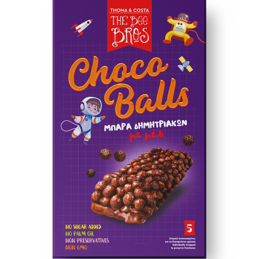 THE BEE BROS Μπάρα δημητριακών με μέλι και σοκολάτα 5x25gr
