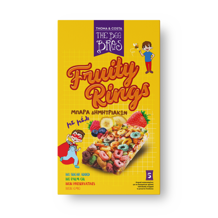 THE BEE BROS Μπάρα δημητριακών με μέλι και φρούτα 5x25gr