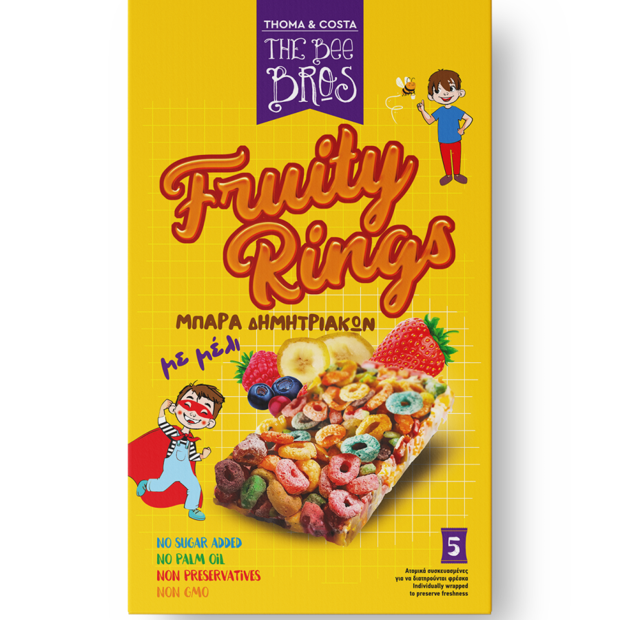 THE BEE BROS Μπάρα δημητριακών με μέλι και φρούτα 5x25gr