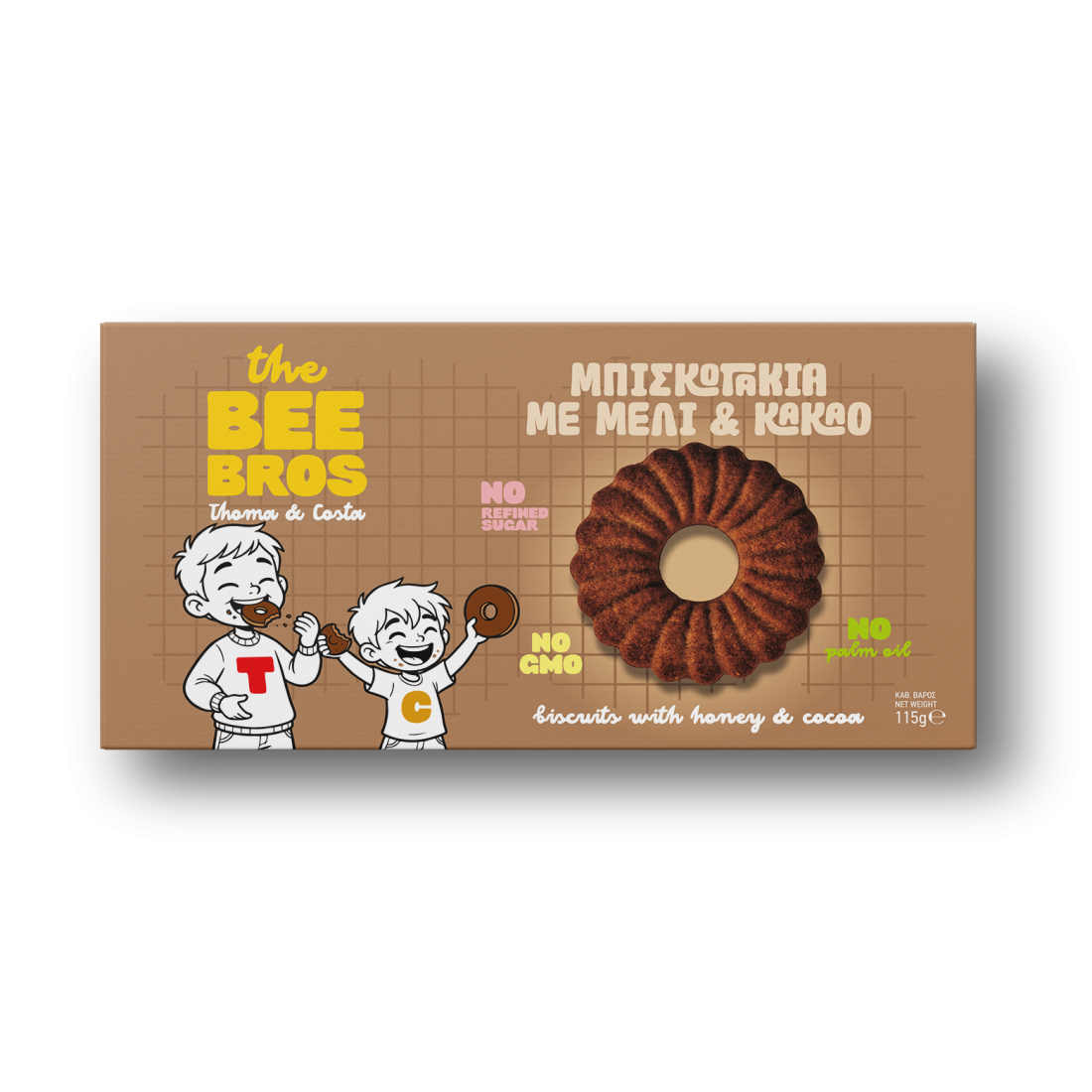 THE BEE BROS Μπισκότα με Μέλι και Κακάο 115g 