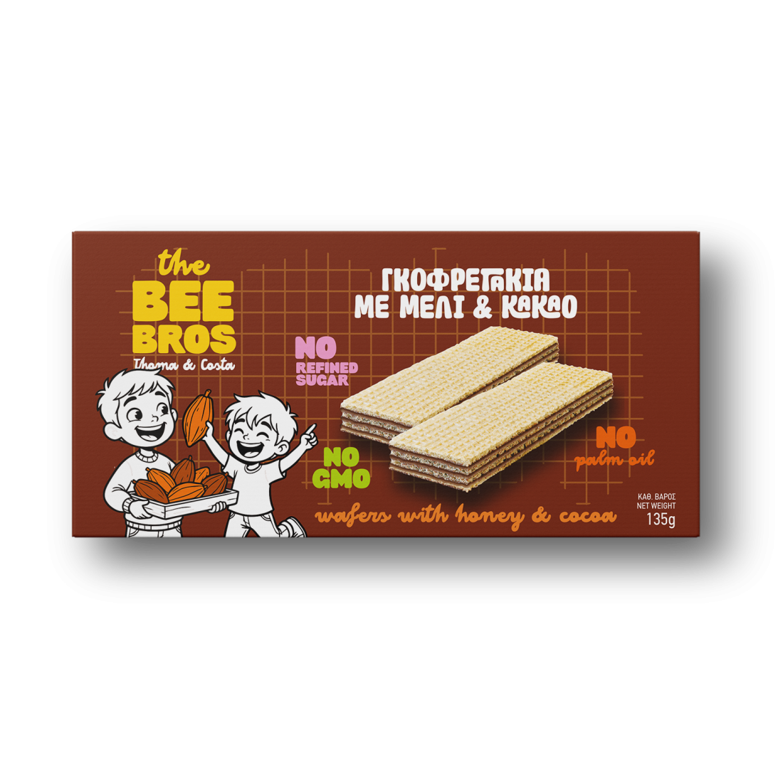 THE BEE BROS Γκοφρετάκια με Μέλι και Κακαό 135g 