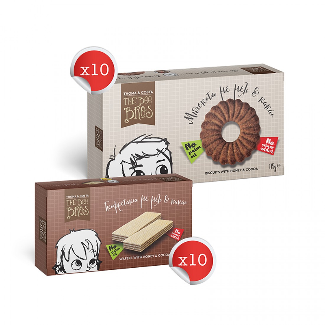Μπισκότα και Γκοφρετάκια με Μέλι και Κακάο (10+10 τεμάχια)