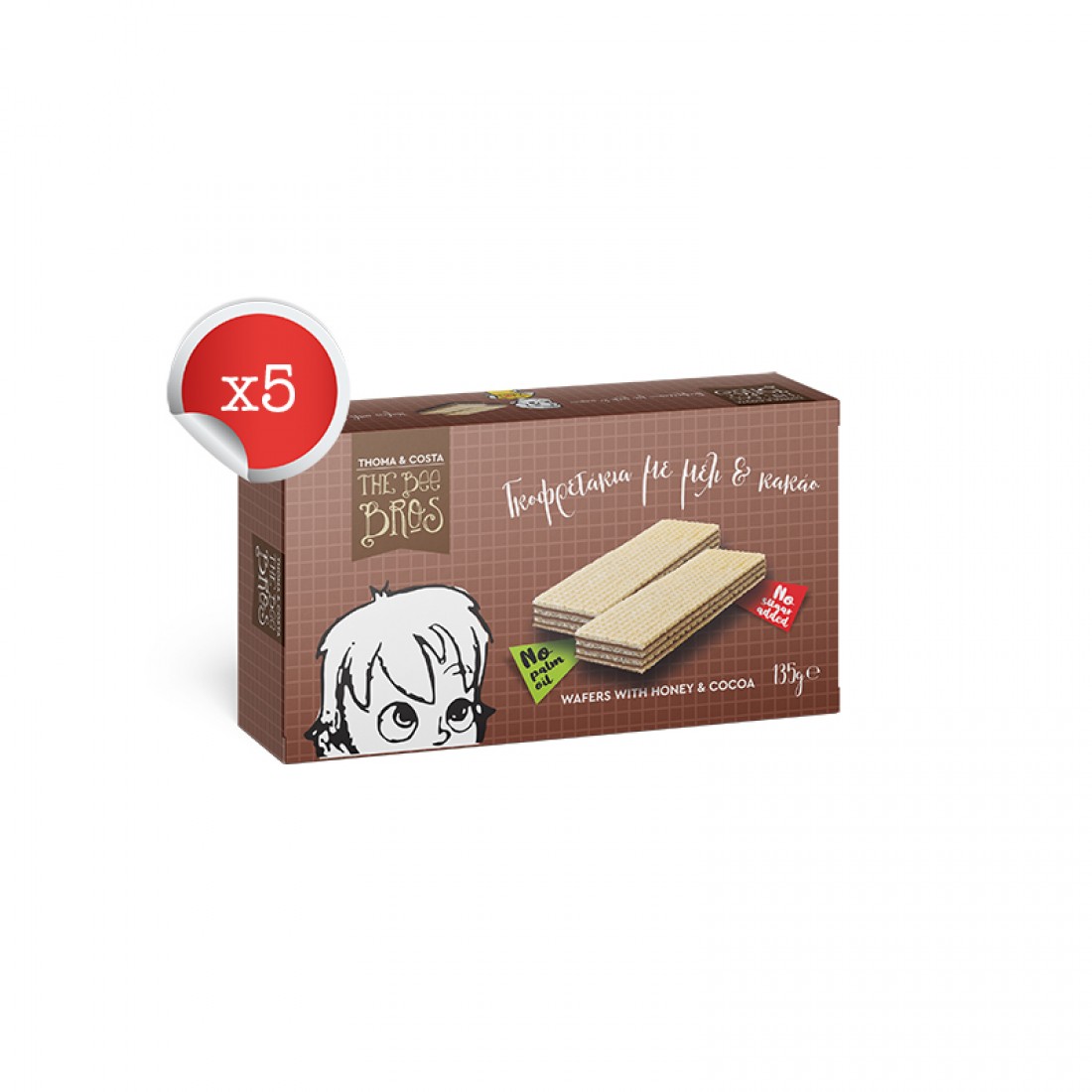 Γκοφρετάκια με Μέλι και Κακάο 135g x 5 - The Bee Bros