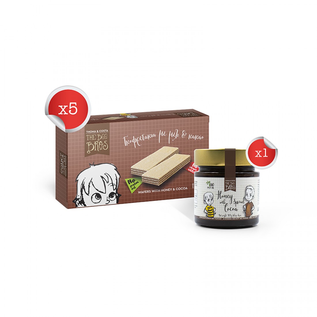 Γκοφρετάκια και Μέλι με Κακάο 300g (5+1 τεμάχια) - The Bee Bros