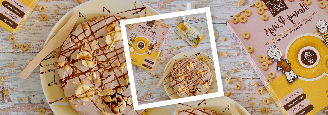 Συνταγή για τάρτα γιαουρτιού με Bee Bros μπανάνα, σε βάση από Honey Rings